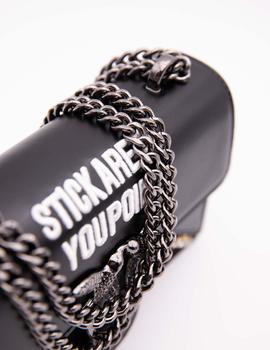 Bolso Pájaros Y Letras Negro para Mujer