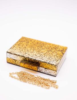 Clutch Cuadrado Purpurina Oro para Mujer