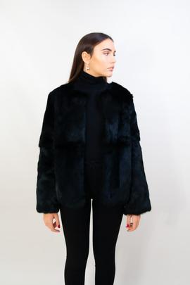 Chaqueta corta pelo negro para Mujer