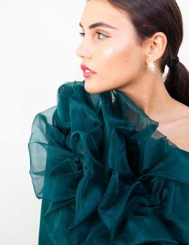 Vestido asimétrico Organza Verde para Mujer