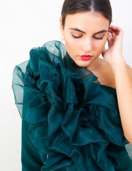 Vestido asimétrico Organza Verde para Mujer