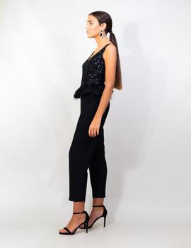 Mono Lentejuelas Plumas Negro para Mujer