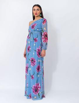 Vestido Chifón Marnie Estampado Azul Corpary para Mujer