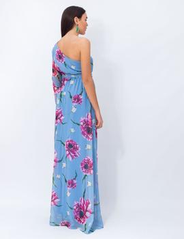 Vestido Chifón Marnie Estampado Azul Corpary para Mujer