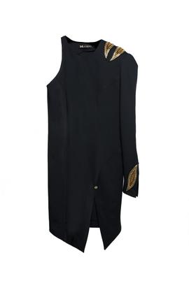 Vestido Corto Asimétrico Manga Negro Masavi para Mujer