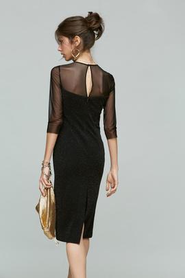 Vestido Con Costadillos-Punto para Mujer