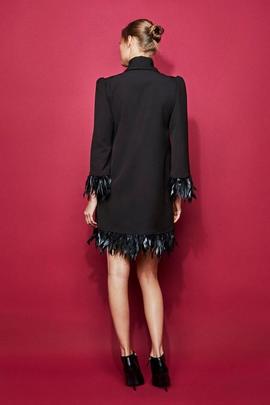 Vestido Plumas Negro Teté By Odette para Mujer