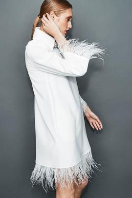 Vestido Plumas Blanco Teté By Odette para Mujer