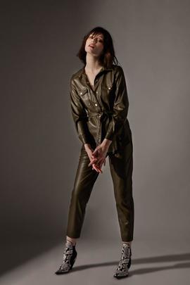 Pantalón Polipiel Nakuro Verde para Mujer