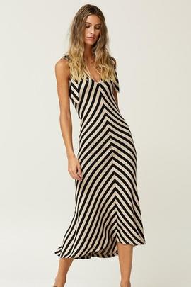 Vestido Oky Escote Pico-Punto Rayas Negro para Mujer