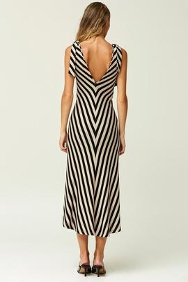 Vestido Oky Escote Pico-Punto Rayas Negro para Mujer