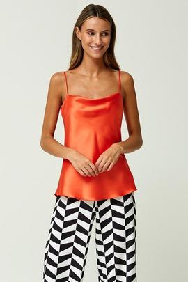 Top Oky Tirantes-Raso Naranja para Mujer