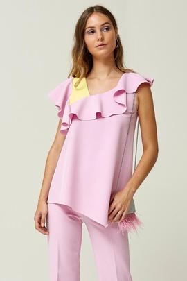 Top Oky Volantes-Plana Stretch Rosa para Mujer
