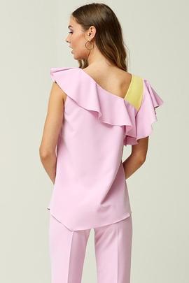 Top Oky Volantes-Plana Stretch Rosa para Mujer