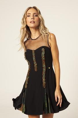 Vestido Masavi Corto Escote Corazón Negro para Mujer