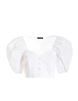 Cropped Fracomina Blouse Botones Blanco para Mujer