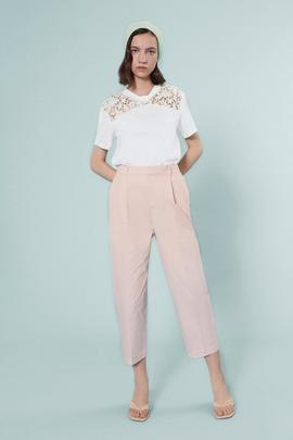 Camiseta Isabelle Blanche Con Encaje Beige para Mujer