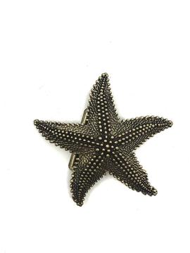 Cinturón Piel Marrón Hebilla Estrella Mar Dorada para Mujer