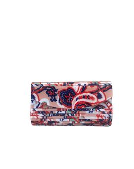 Clutch Estampado Rojo y Marino para Mujer