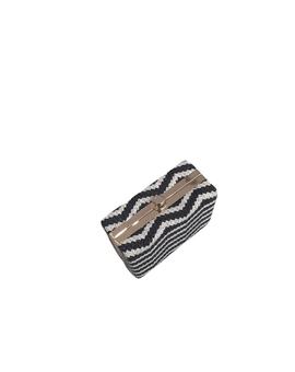 Clutch Rígido Tejido Zig-Zag Blanco y Negro para Mujer