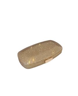 Clutch Alargado Brillos Dorado para Mujer