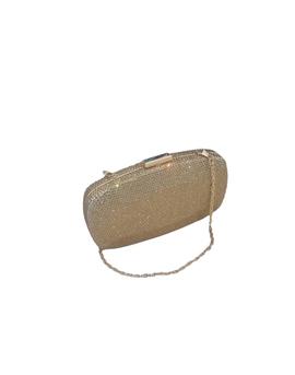 Clutch Alargado Brillos Dorado para Mujer