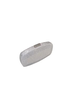 Clutch Alargado Brillos Plateado para Mujer
