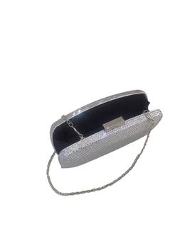 Clutch Alargado Brillos Plateado para Mujer