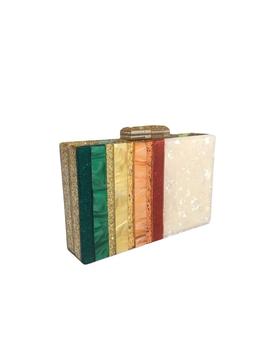 Clutch Rígido Rayas Purpurina Dorada para Mujer