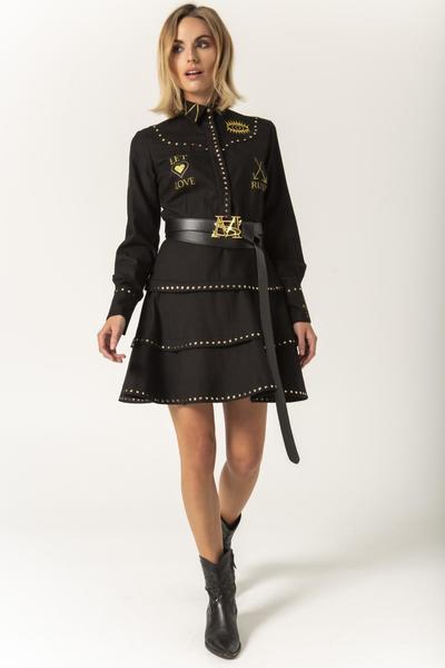 Vestido Masavi Vaquero Volantes Negro para Mujer