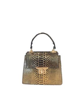 Bolso Asa Piel Efecto Serpiente Dorado para Mujer