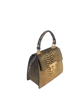 Bolso Asa Piel Efecto Serpiente Dorado para Mujer