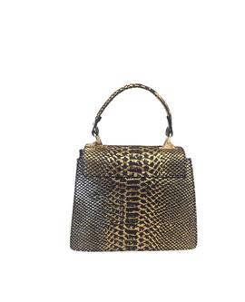 Bolso Asa Piel Efecto Serpiente Dorado para Mujer