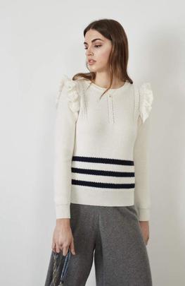 Jersey Montoto Volante Hombros Beige para Mujer