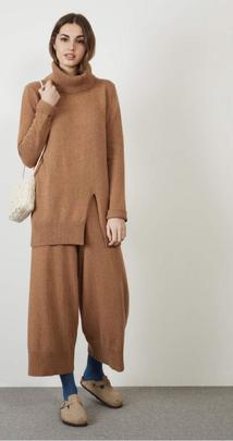 Jersey Montoto Cuello Vuelto Camel para Mujer