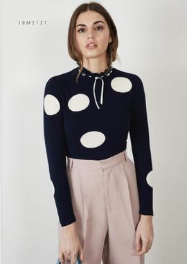 Jersey Montoto Lunares Marino para Mujer