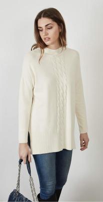 Jersey Montoto Punto Fino Cuello Chimenea Blanco para Mujer