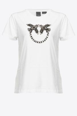 Camiseta Pinko Con Bordado Love Birds Blanco para Mujer