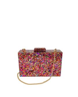 Clutch Purpurina Multicolor Rosa para Mujer
