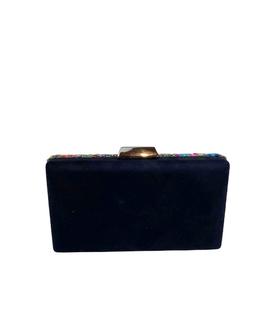 Clutch Negro Cobertura Piedras Multicolor para Mujer