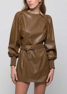 Vestido Ancilla Kocca Polipiel Marrón para Mujer