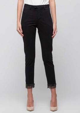 Pantalón Tres Kocca Flecos Bajo Negro para Mujer
