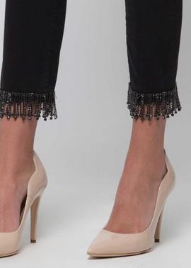 Pantalón Tres Kocca Flecos Bajo Negro para Mujer