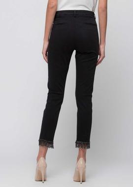Pantalón Tres Kocca Flecos Bajo Negro para Mujer