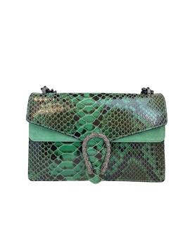 Bolso Maxi Herradura Pitón Verde para Mujer
