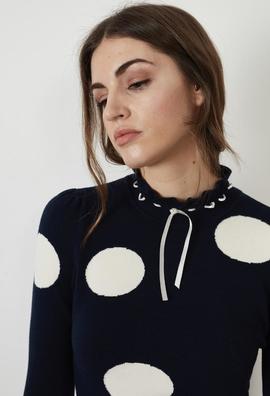 Jersey Montoto Lunares Marino para Mujer