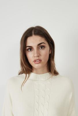 Jersey Montoto Punto Fino Cuello Chimenea Blanco para Mujer