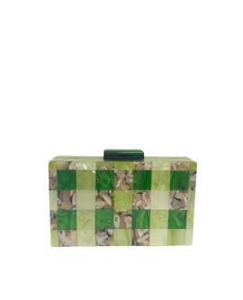Clutch Verde Mosaico Verde y Beige para Mujer