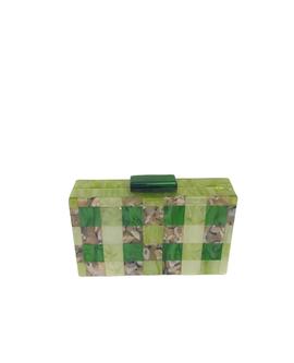 Clutch Verde Mosaico Verde y Beige para Mujer
