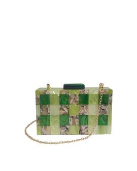 Clutch Verde Mosaico Verde y Beige para Mujer